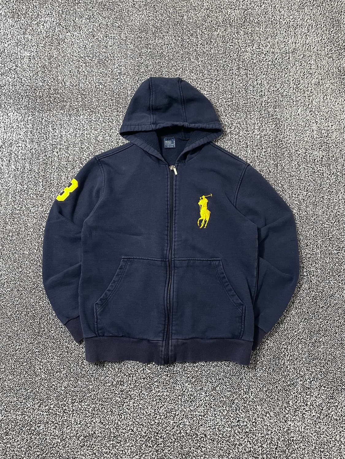 빈티지9. 폴로랄프로렌 빅포니 후드티 후드집업 핀터깔 네이비 옐로우 상품이미지1