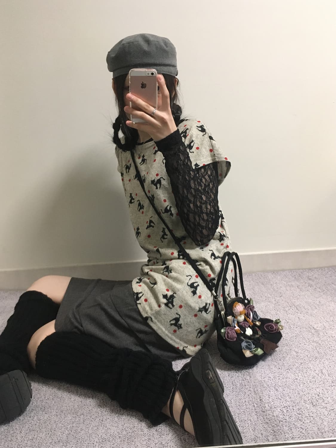 vintage tiered ruffle skirt charcoal 상품이미지4