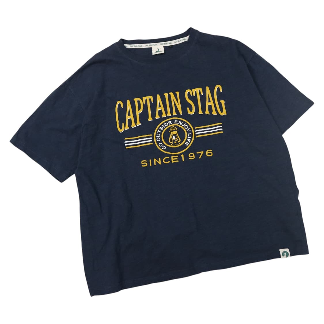 CAPTAIN STAG 캡틴스태그 빈티지 옐로우 빅로고 네이비 반팔티셔츠 상품이미지1