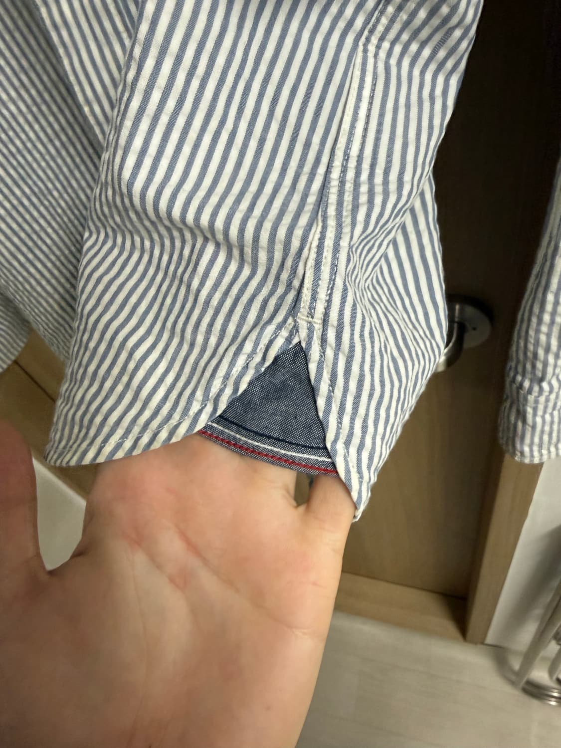 [XL] 타미힐피거 레귤러핏 스트라이프 시어서커 셔츠 블루 상품이미지5