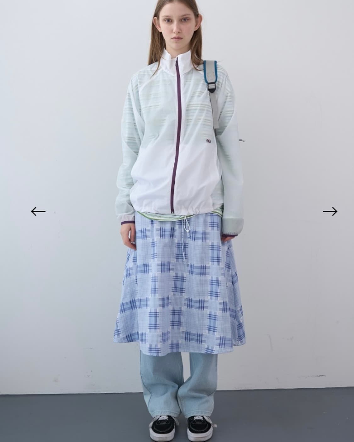 엔조블루스 2026ss 블루 체크 스커트 상품이미지1