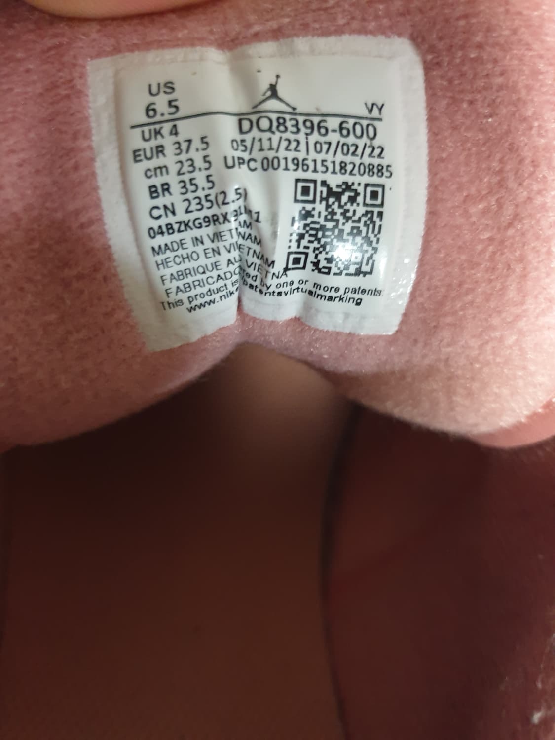 나이키 에어조던1 로우 SE 핑크벨벳 (235) DQ8396-600 상품이미지6