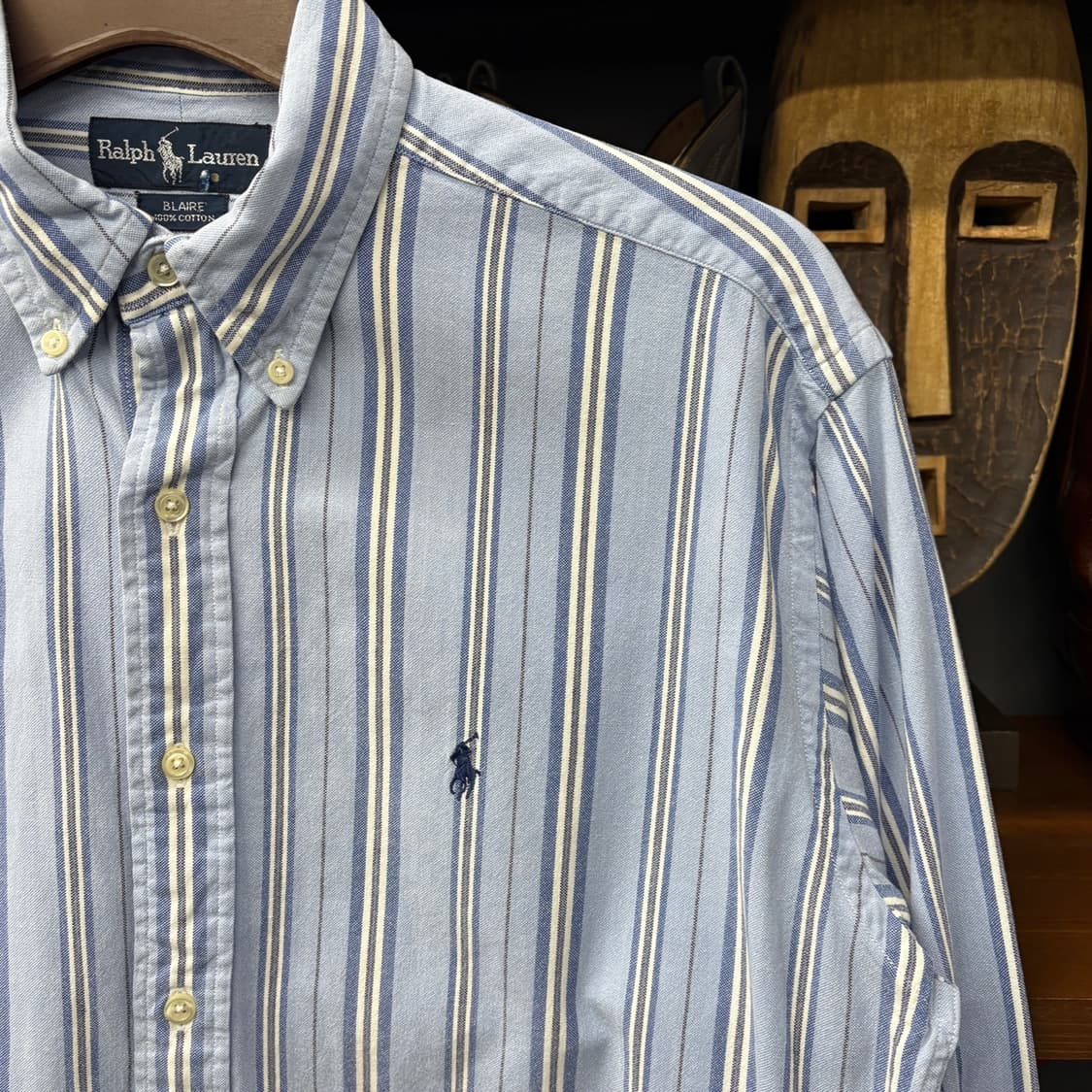 90s 폴로 랄프로렌 쓰리컬러 멀티 스트라이프 옥스포드 셔츠 N331 상품이미지5