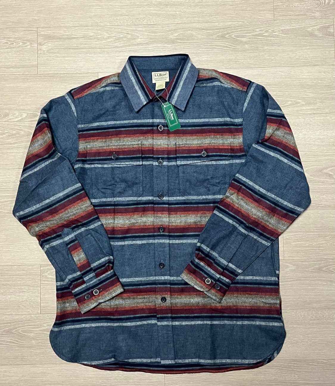 (새생품) L.L.Bean 엘엘빈 스트라이프 샤모아 셔츠 남방 상품이미지2
