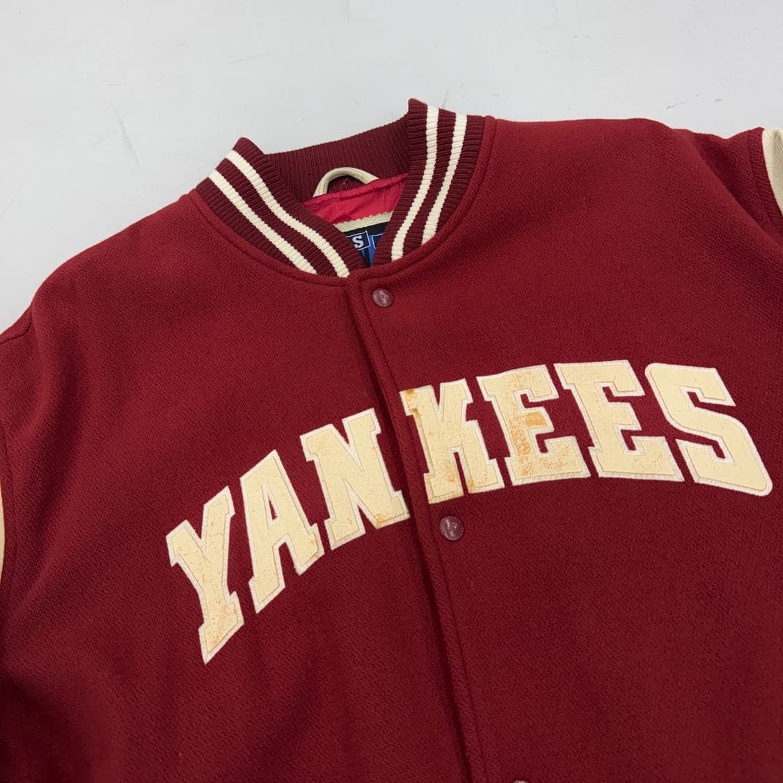 WWS MLB 90s 양키스 소가죽 모직 울 바시티 자켓 상품이미지4