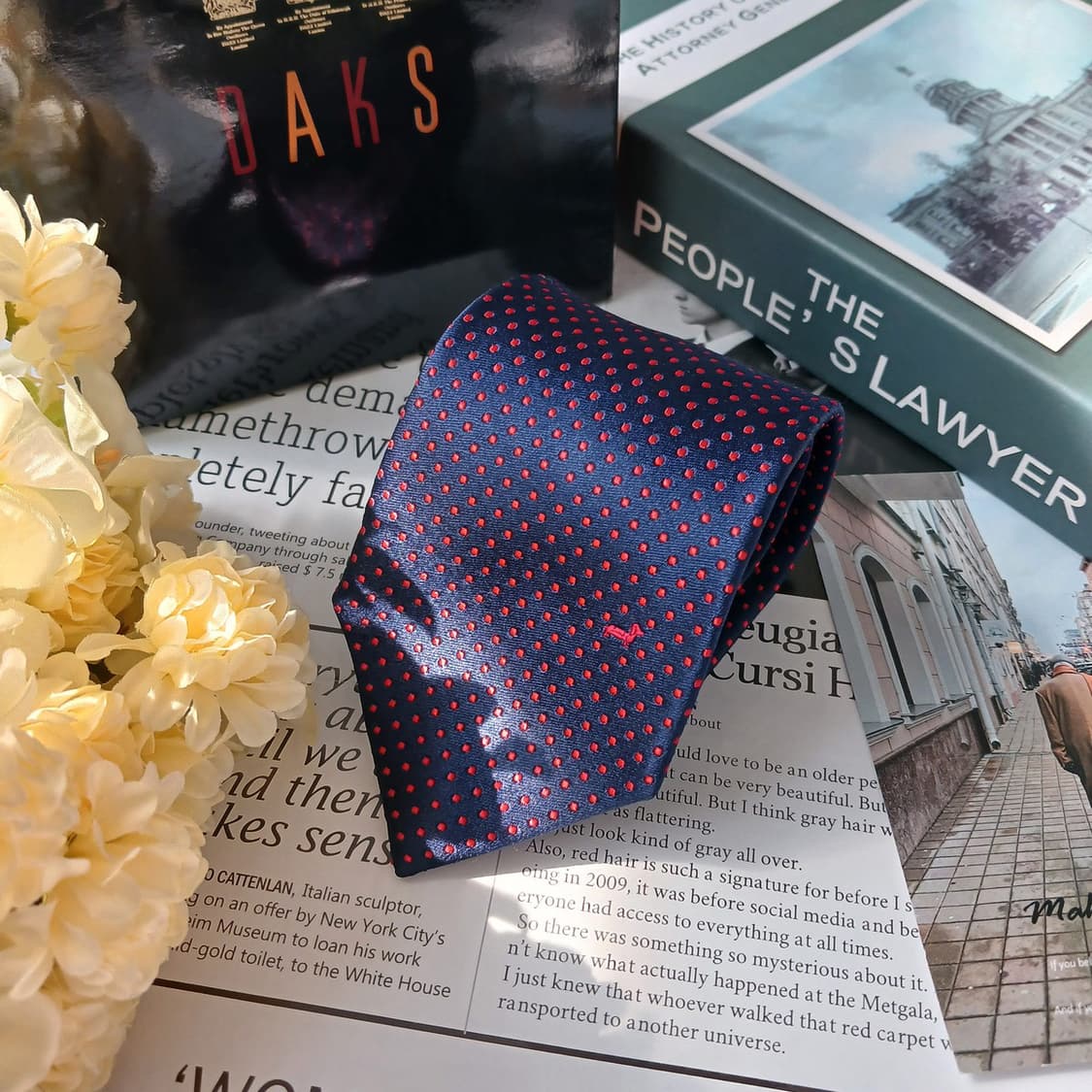 닥스 실크 네이비 도트 패턴 넥타이 8.1cm A+등급 E814 상품이미지3