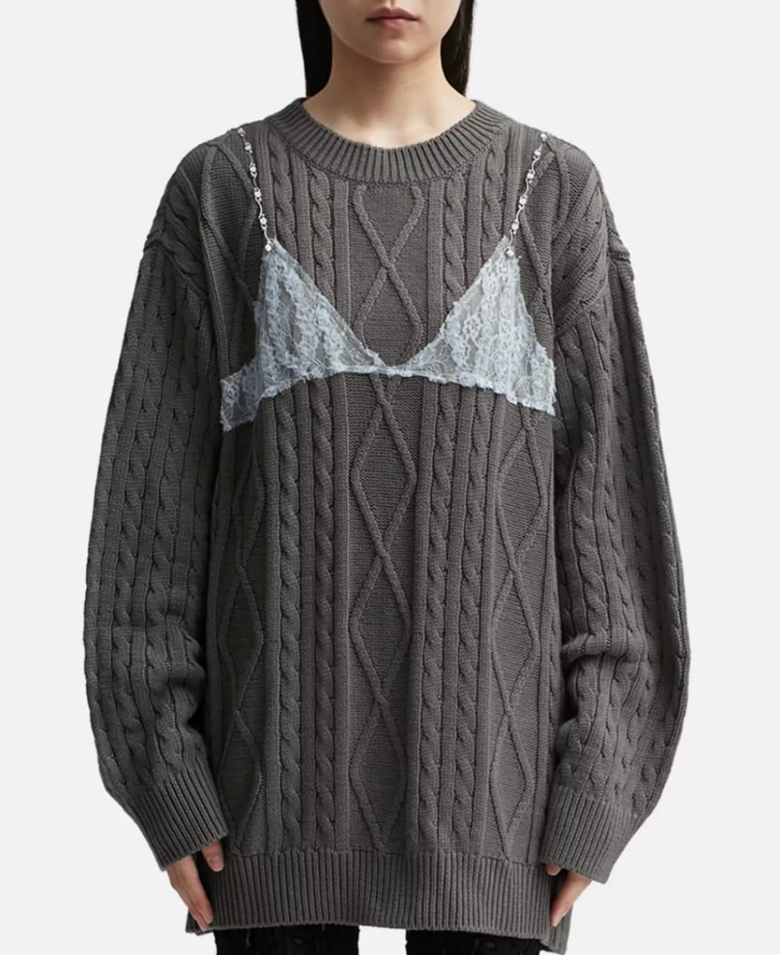 TESS LACE ON BOYFRIEND-FIT KNIT 상품이미지1