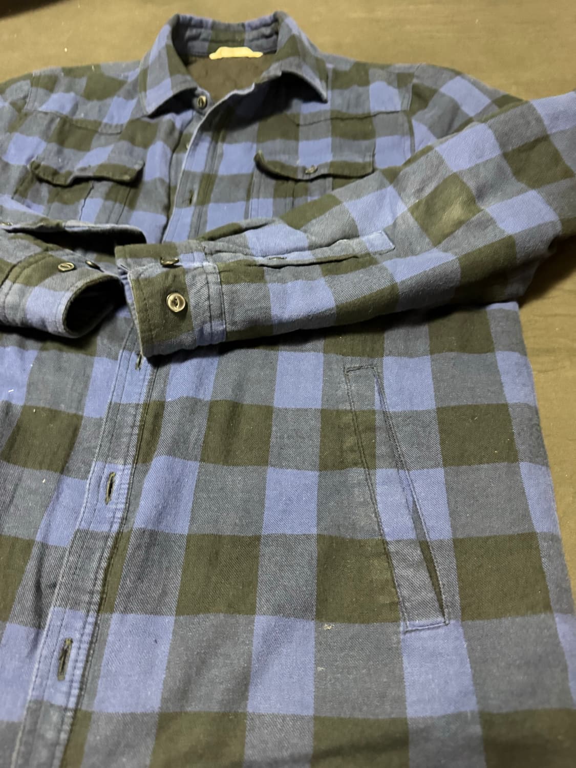 중고정품 뱅뱅 버팔로 체크 블루 누빔 셔츠 자켓 L 상품이미지2