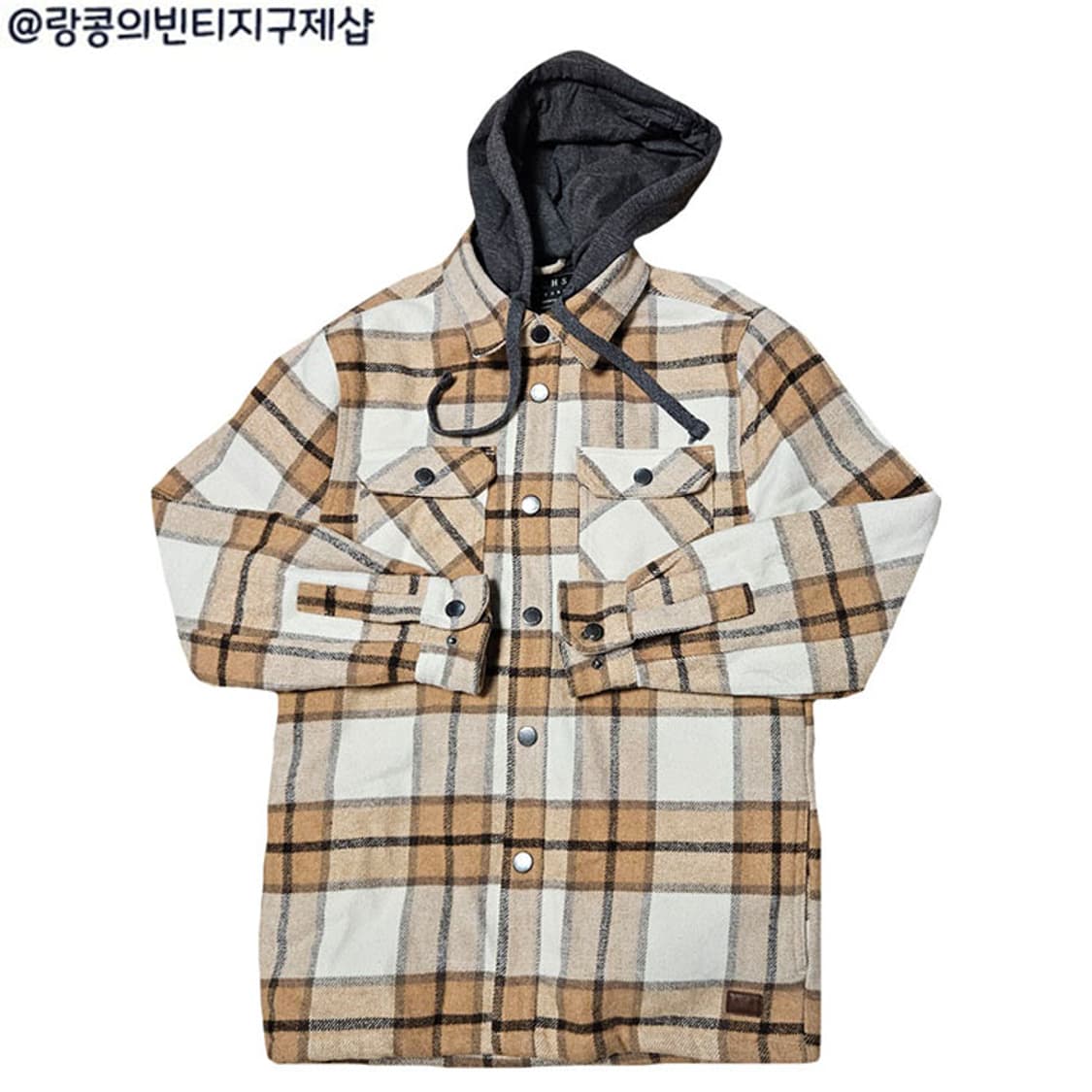 스트릿 체크 누빔 후드 자켓 상품이미지1