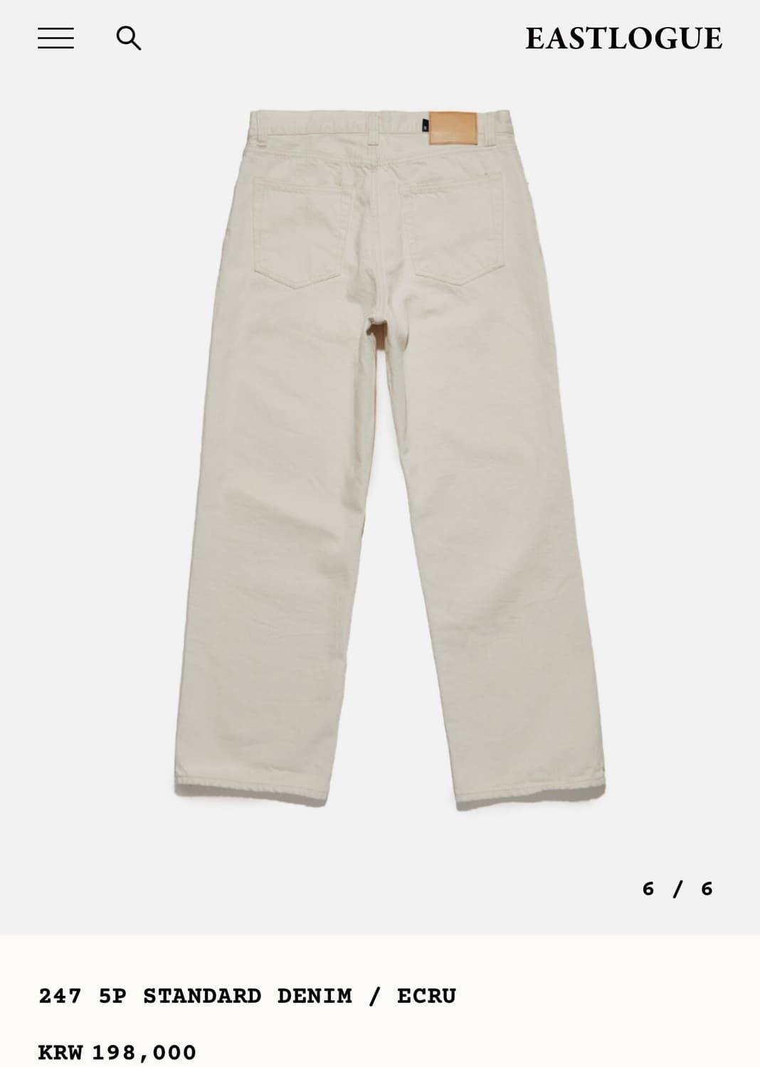 [XL] 이스트로그퍼머넌트 247 5P 스탠다드 데님 에크루 상품이미지2