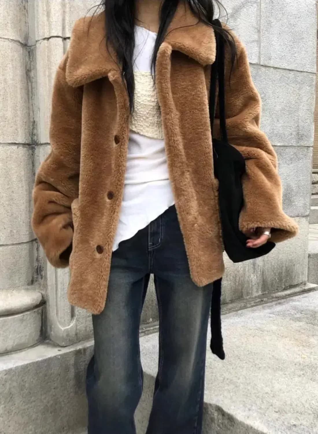 러브유쏘머치 카라털 점퍼 테디베어무스탕 브라운 상품이미지6