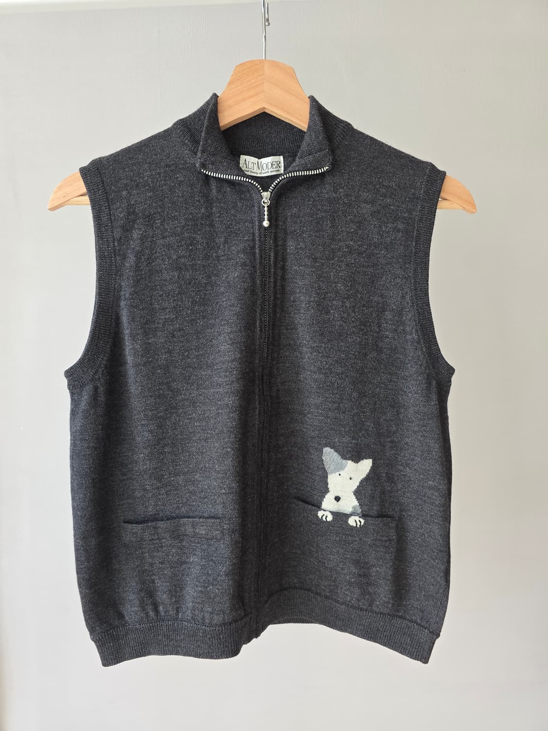 강아지 뜨개 디테일 울 니트 베스트(made in Japan) 상품이미지1