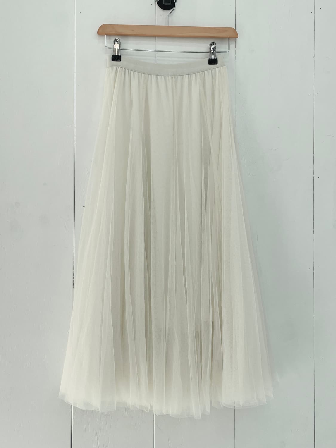 MILL & I 아이보리 플리츠 튤 롱 스커트 상품이미지2