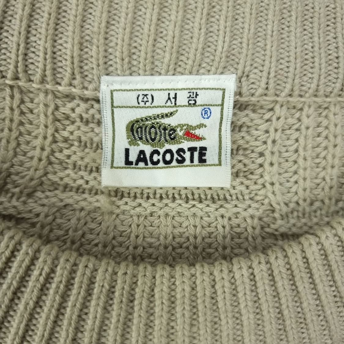 [라코스테] 체크 패턴 로고 패치 니트 베이지 M19469 상품이미지7