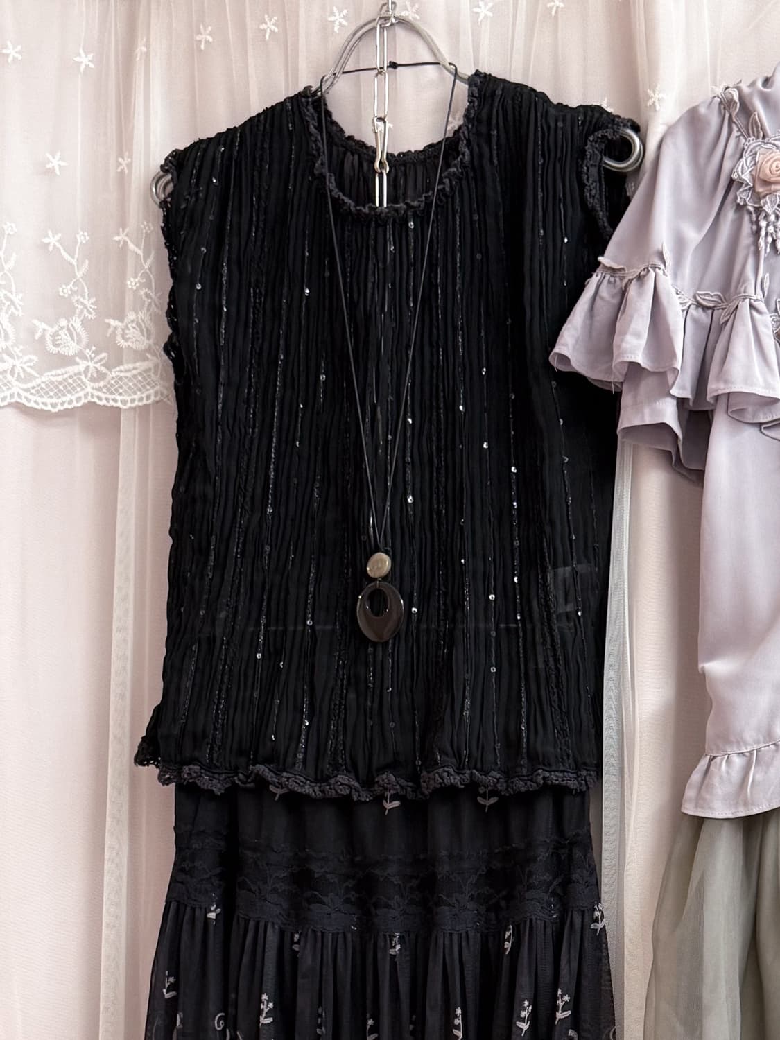 Beaded Glitter Wrinkle Vest 0196 상품이미지1