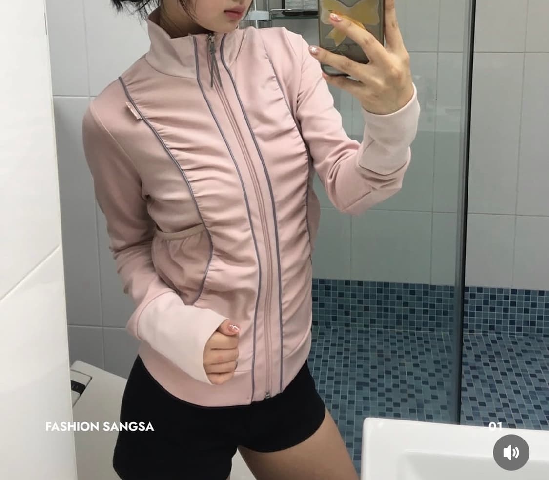 SCULPTOR Shirring Zip-Up JerseyBallerina 상품이미지1