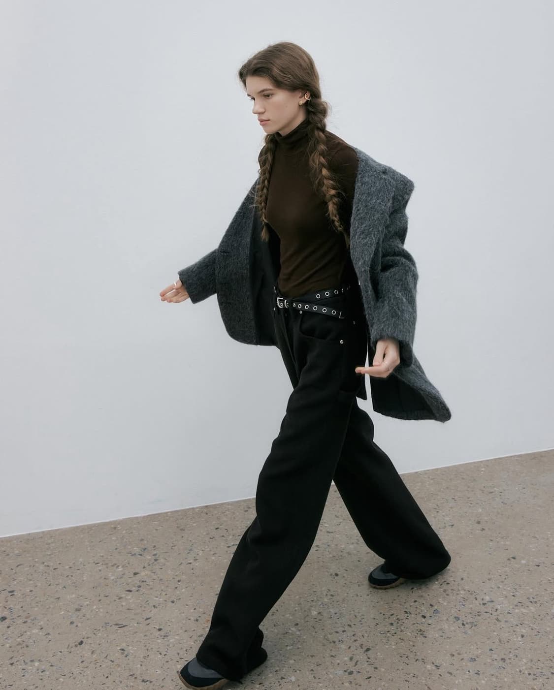 Mais 마이스 헤어리 알파카 블렌드 싱글 코트 차콜 상품이미지3