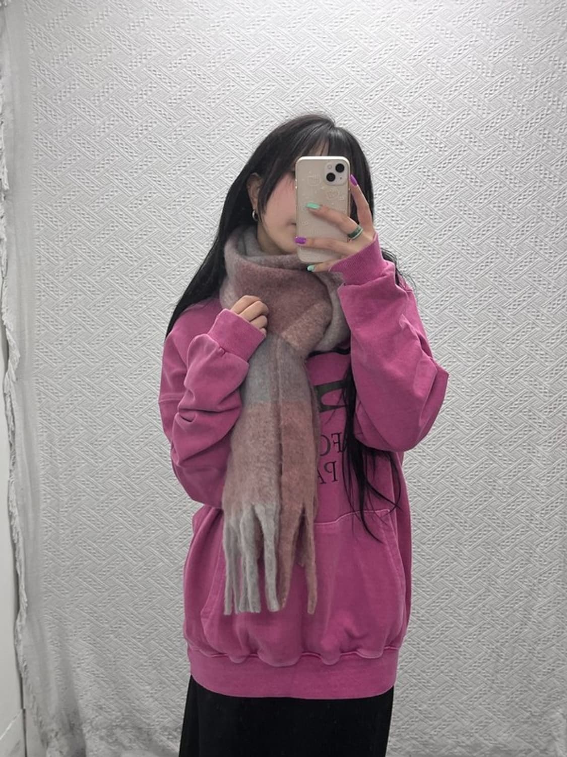 베스킨라빈스 여리 다크 핑크 울 혼방 목도리 머플러 C07113 상품이미지2