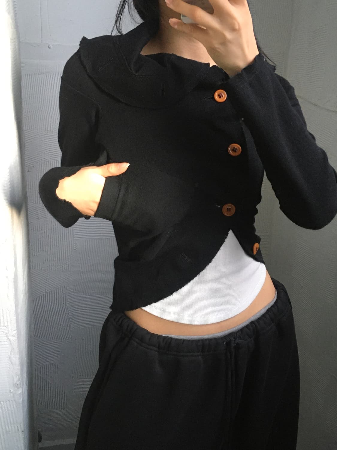 Comme des Garcons 꼼데가르송 블랙 울 카라 가디건 상품이미지1