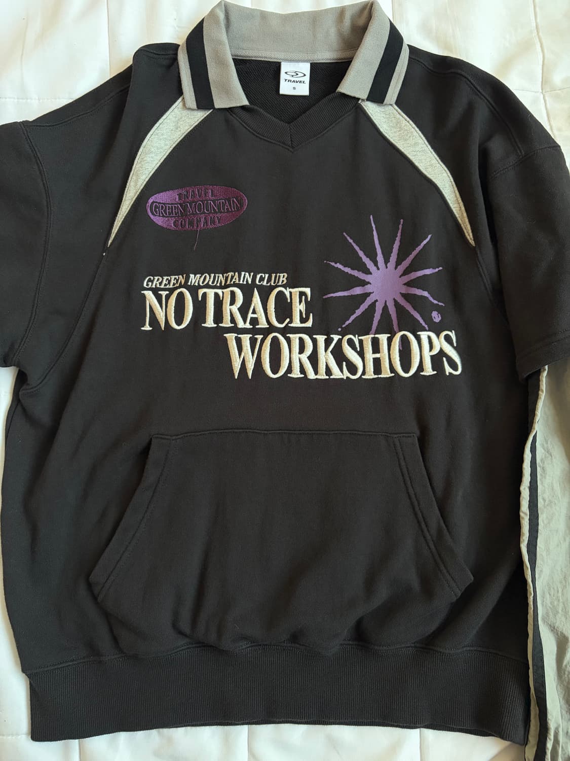 플래시 나일론 콤비네이션 칼라드 스웨트셔츠 블랙 상품이미지1