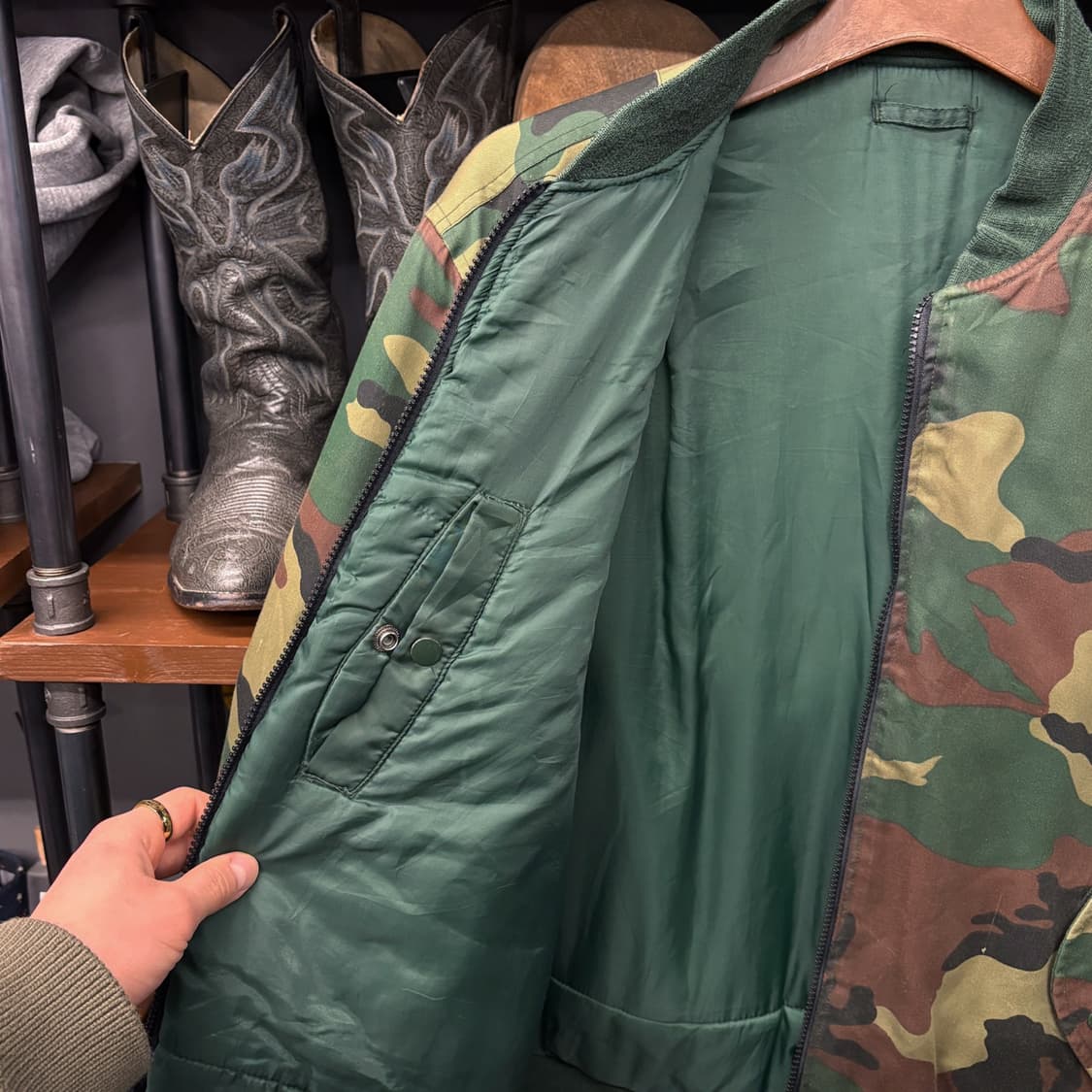 80s M81 우드랜드 카모패턴 리버시블 MA-1 플라이트 자켓 N478 상품이미지6