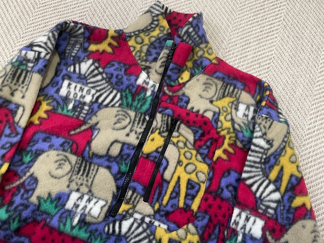 빈티지 애니멀 올오버 패턴 플리스 하프집업 J03580 상품이미지3