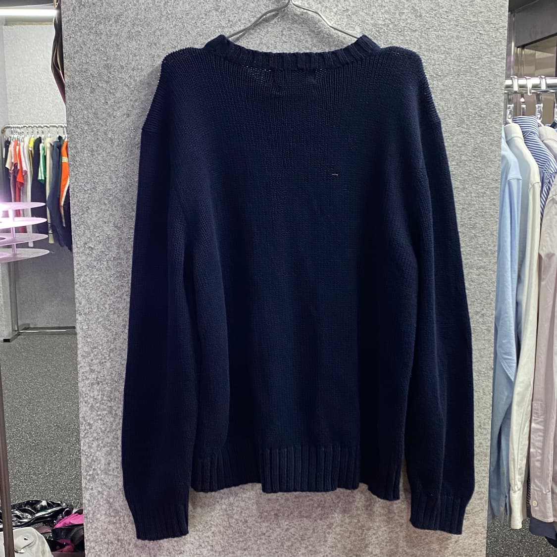 폴로 스몰로고 네이비 코튼 라운드 니트B3221 상품이미지3