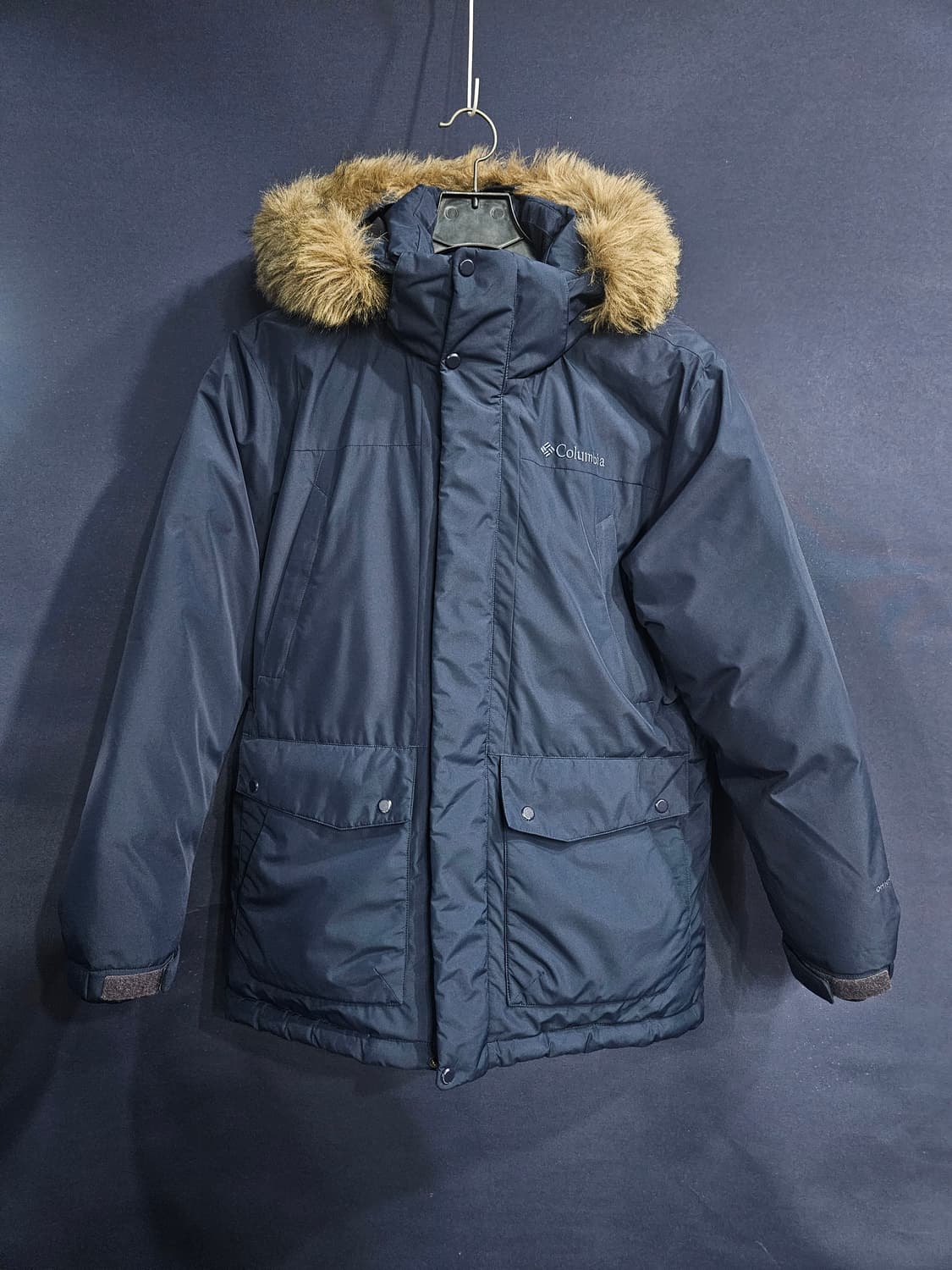 콜롬비아 옴니히트 네이비 남성 100 구스다운 패딩  상품이미지1