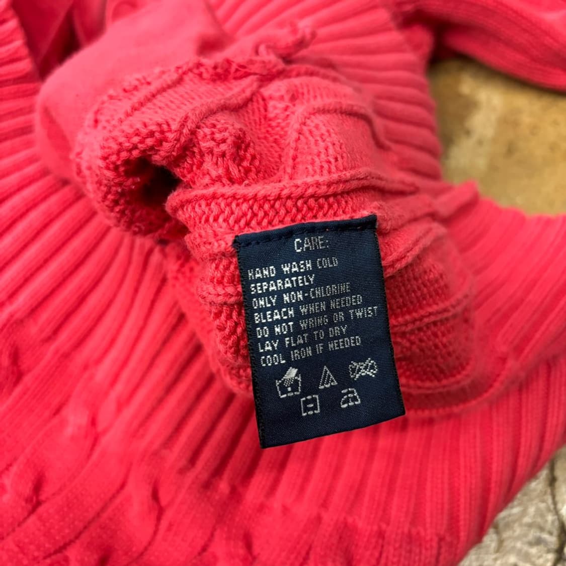 폴로 랄프로렌 형광 핑크 레드 꽈베기 니트 후드집업  상품이미지6
