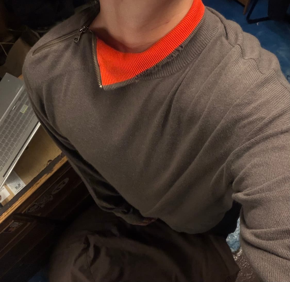 Armani exchange 넥 사이드 집업 니트 레드 상품이미지3