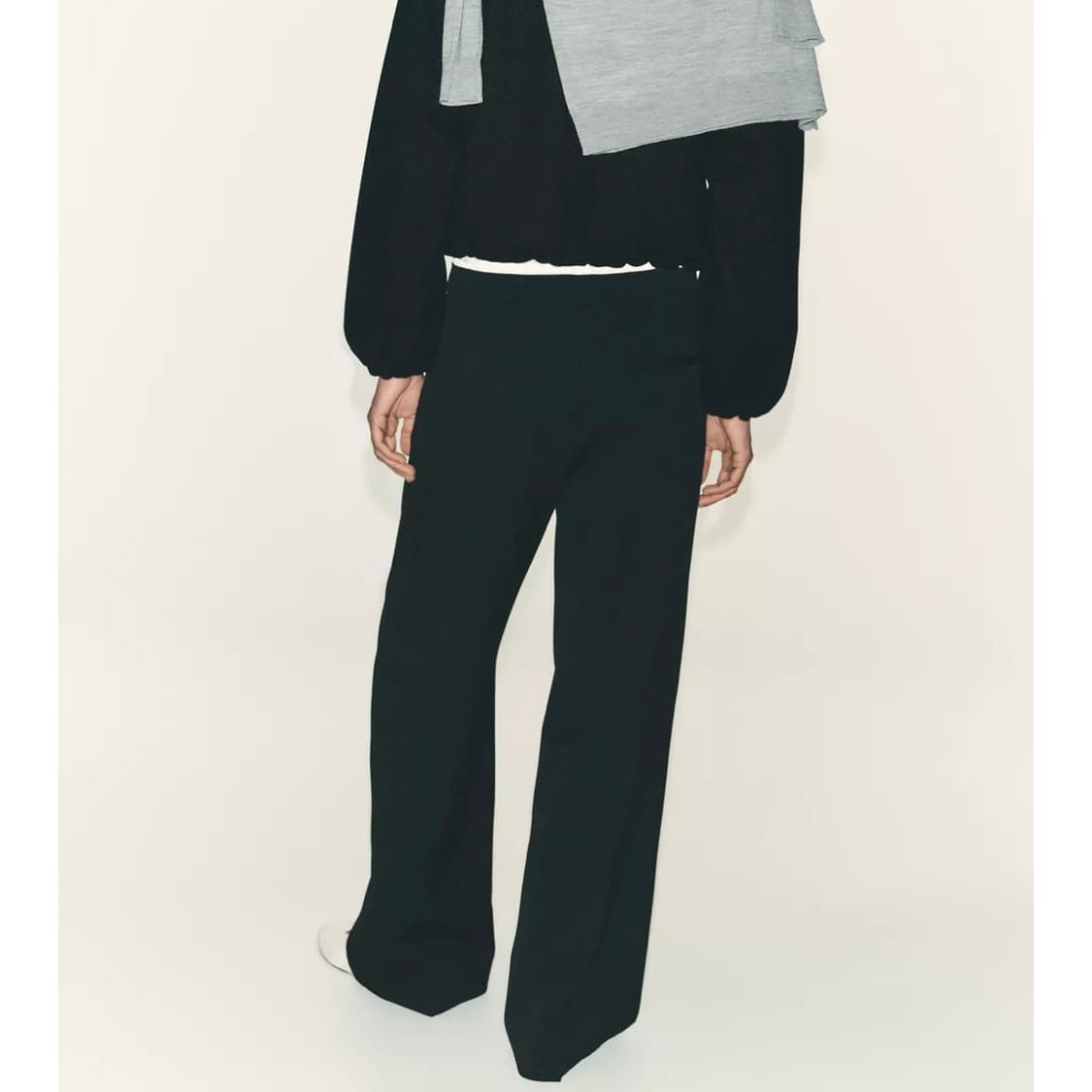 zara 자라 더블 웨이스트 와이드 팬츠 블랙 상품이미지5