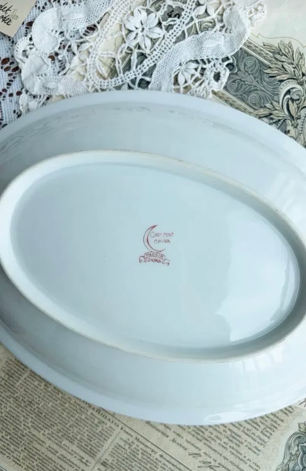 일본 앤틱 크레센트 차이나 핸드페인티드 오벌볼 상품이미지4