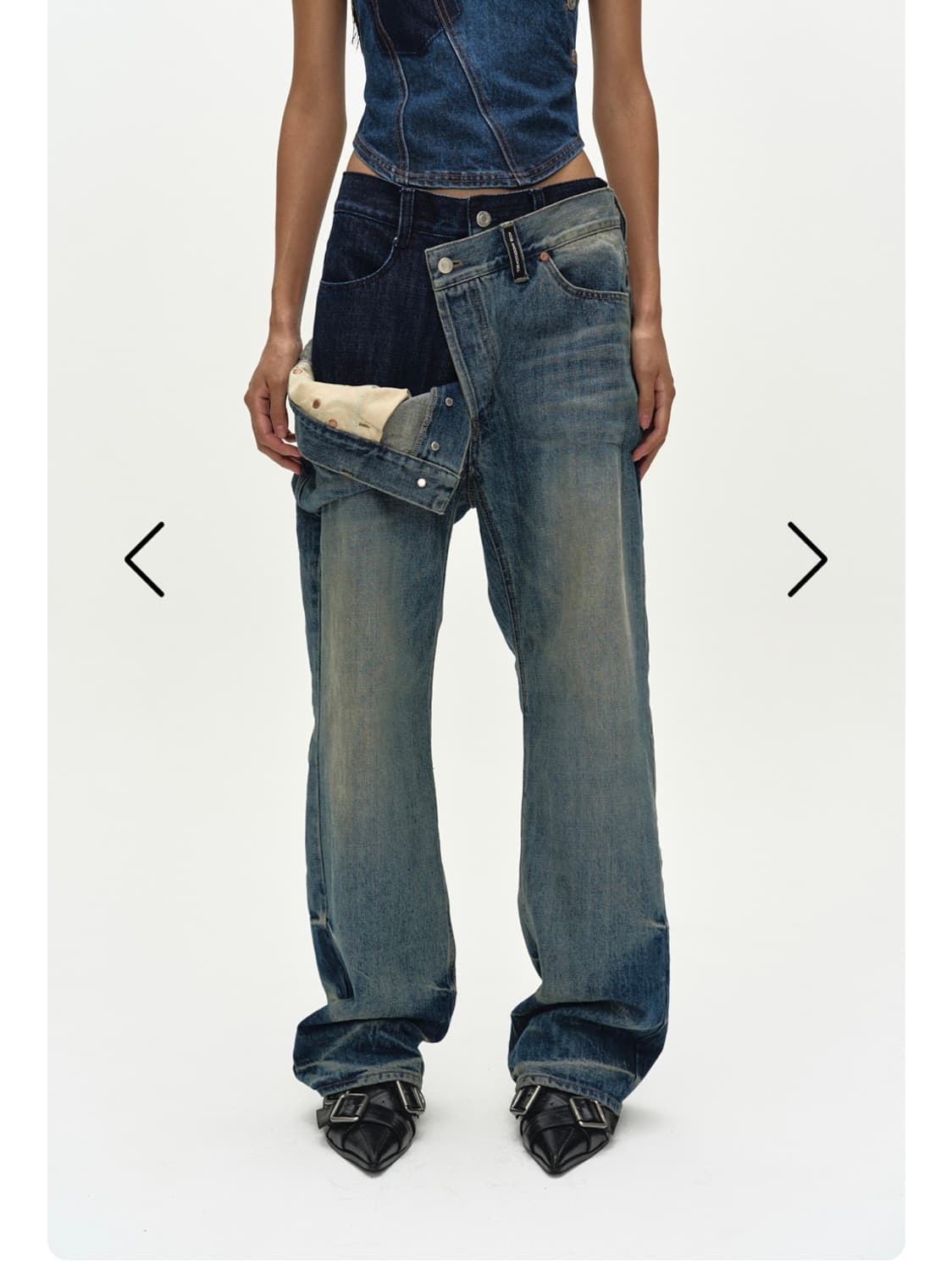 앤더슨벨 레이어드 와이드 데님팬츠 LAYERED WIDE PANTS 상품이미지1