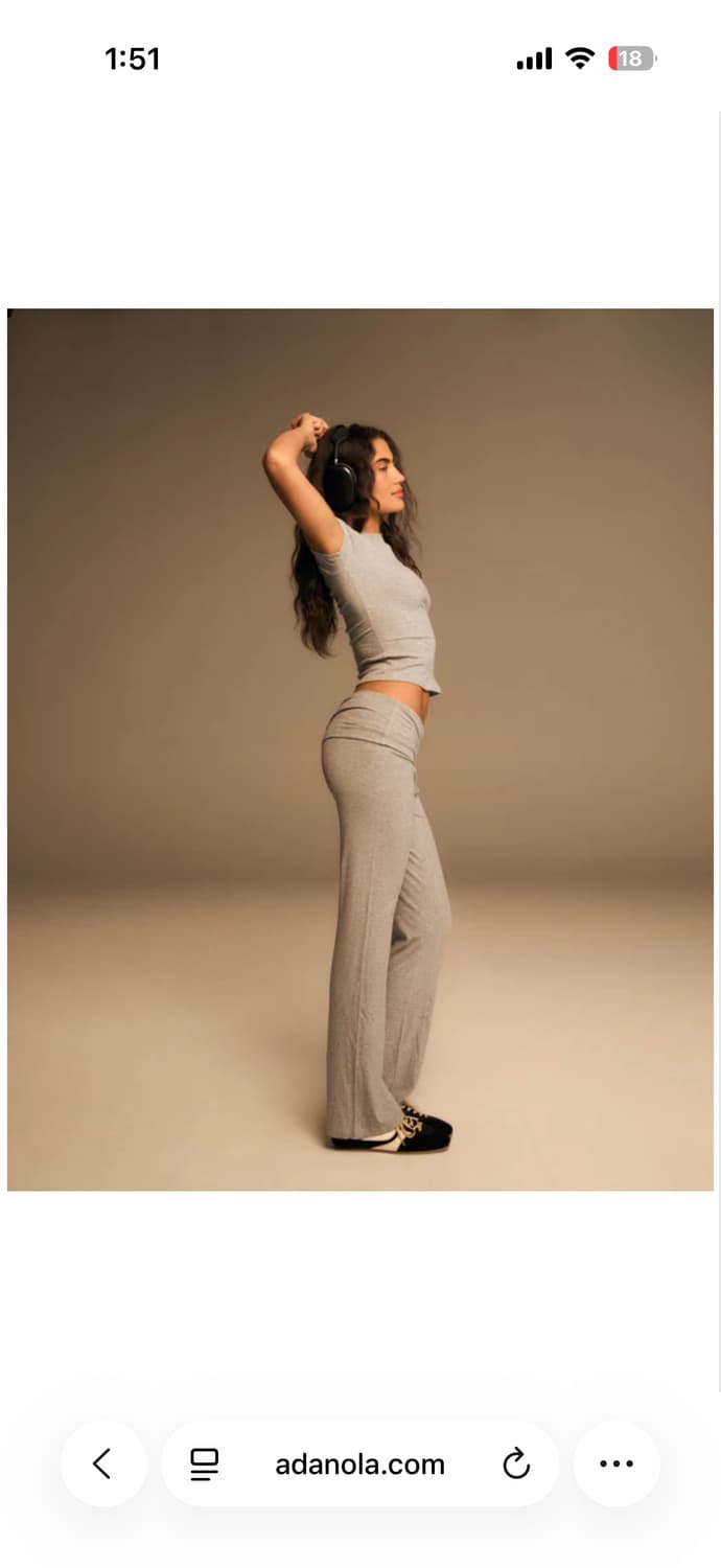 ADANOLA 아다놀라 Rib Fold Over Pants - Grey  상품이미지2