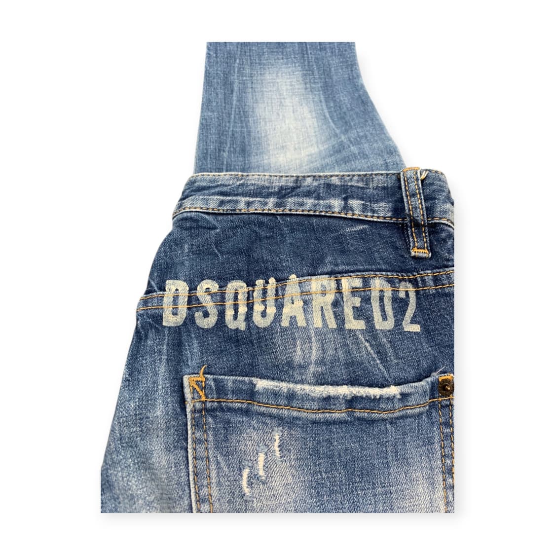 46)디스퀘어드2 데님 진청 페인팅 레터링 로고 청바지 워싱진 상품이미지5