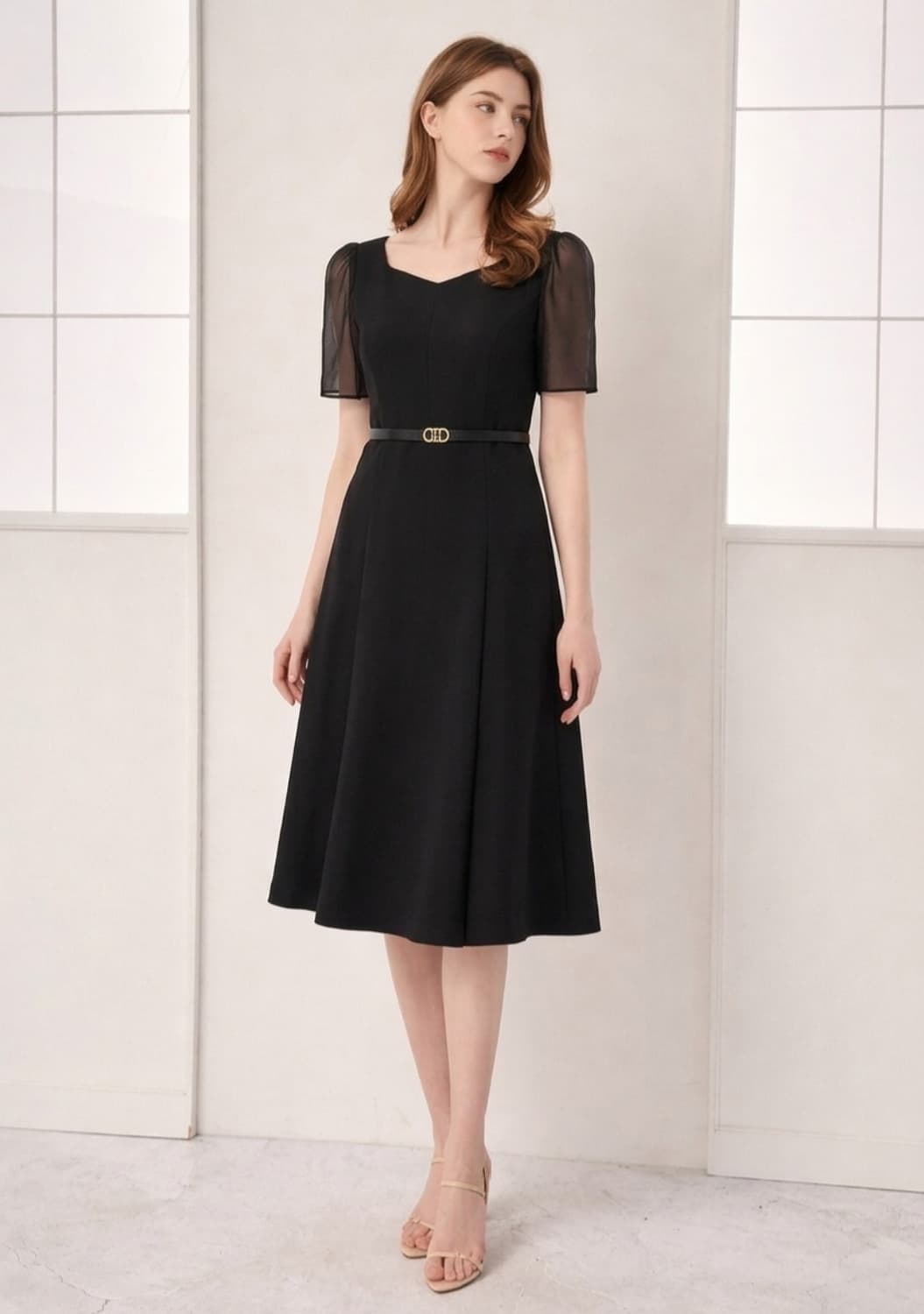 JJ지고트 시스루 슬리브리스 원피스 55사이즈 상품이미지1