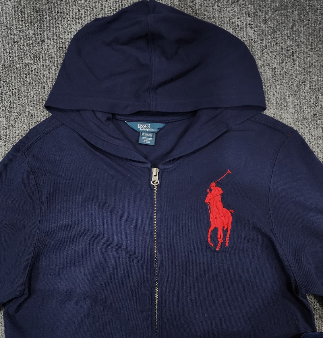 폴로 랄프로렌 빈티지 레드 빅포니 후드 집업 XL 상품이미지4