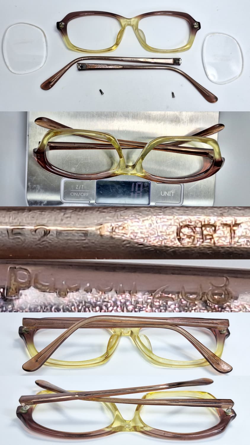 90s 일본 빈티지 Papion 208 브라운 옐로우 투톤 안경테 일제 상품이미지9