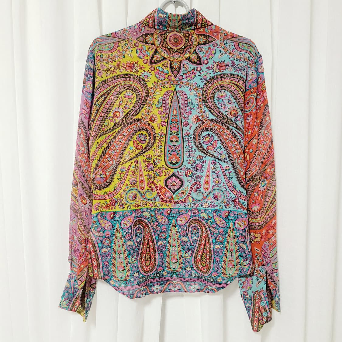 에트로 블라우스 실크100% 시스루 페이즐리 (55-66) 상태완벽 상품이미지6