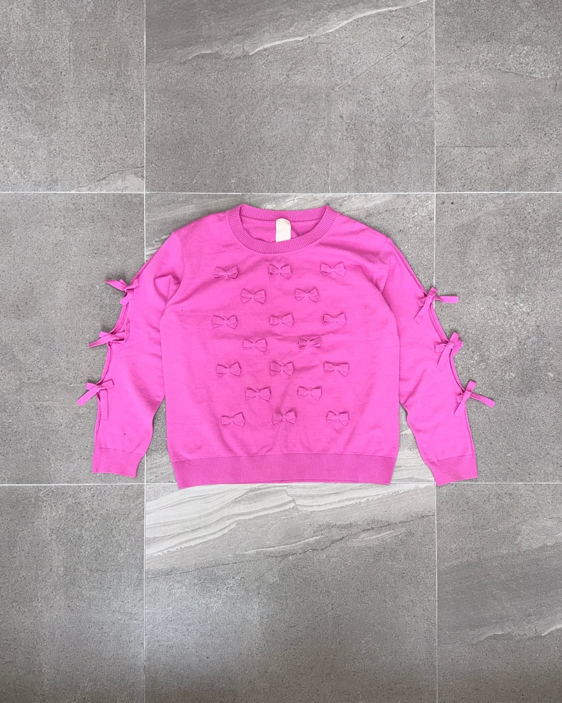 O’2ND vivid pink ribbon trimmed knit 상품이미지1