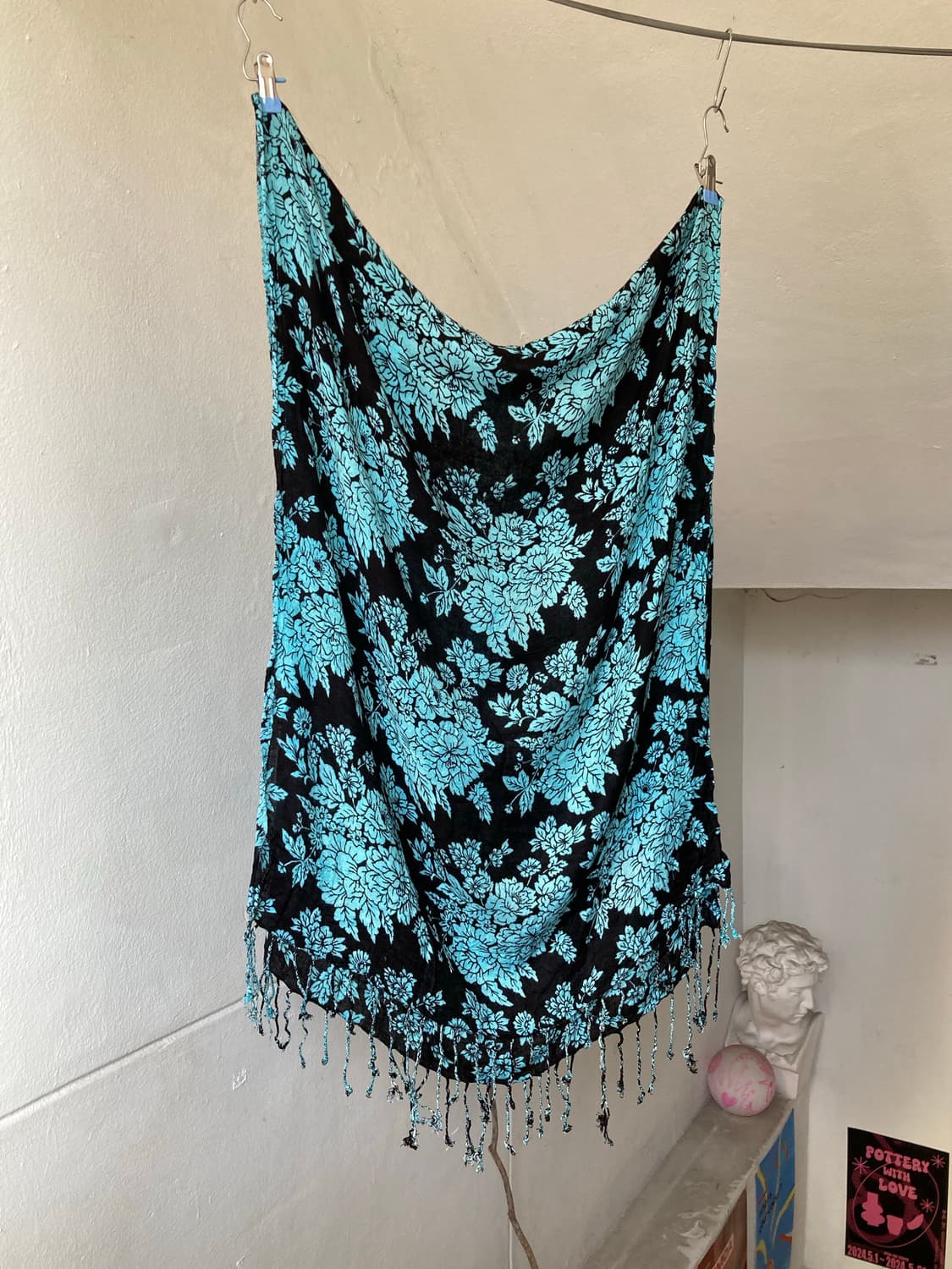 빈티지 블루 플라워 패브릭 상품이미지1