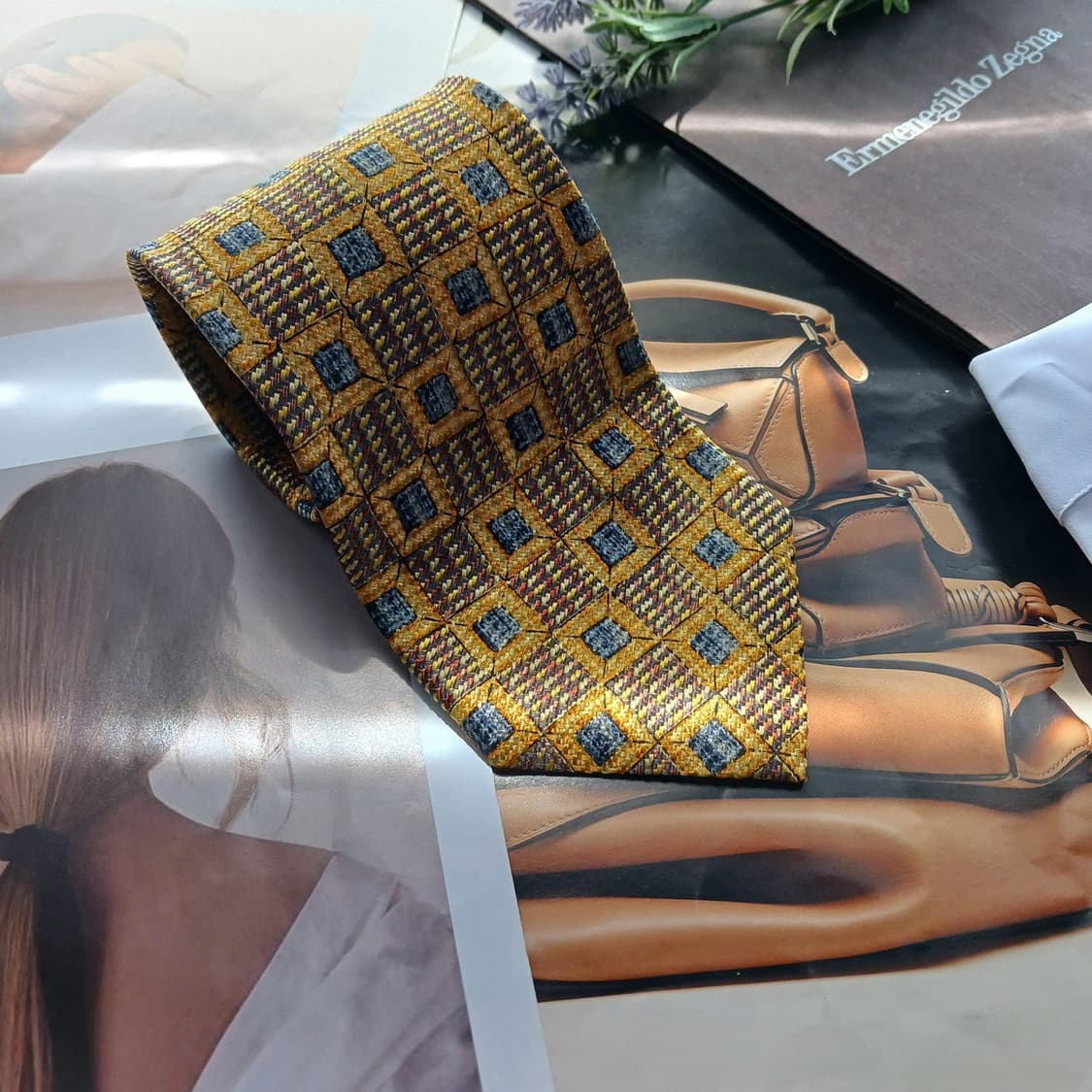 에르메네질도 제냐 실크&비스코스 넥타이 9.7cm A+등급 A18443
 상품이미지2