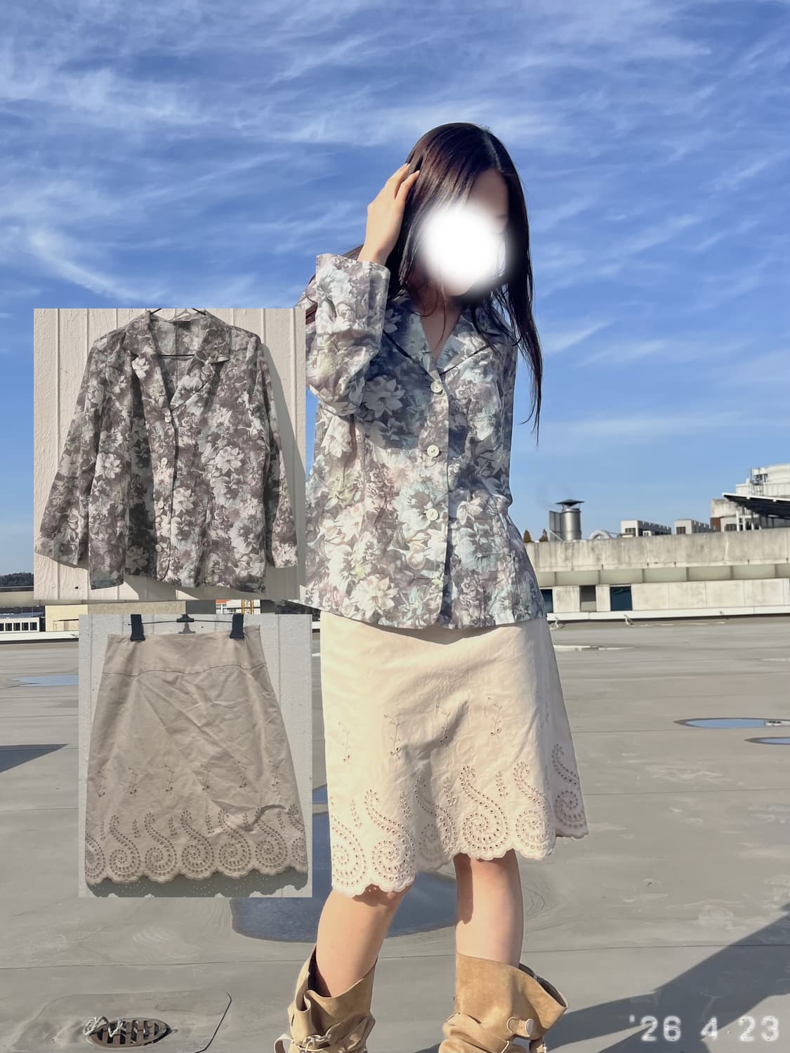 Eyelet Scallop Skirt 베이지 스칼럽 스커트 상품이미지5