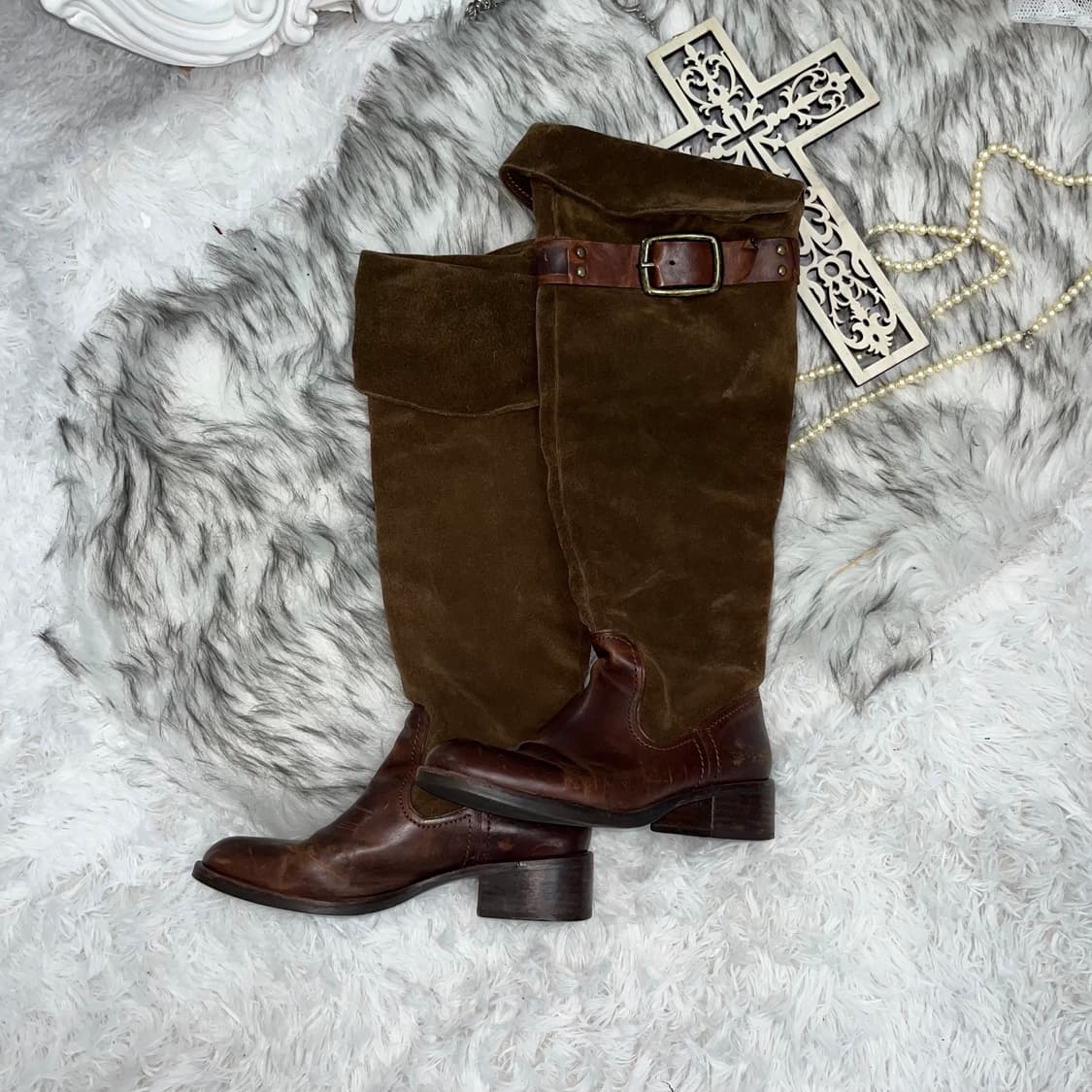 빈티지 브라운 롱 부츠 상품이미지1