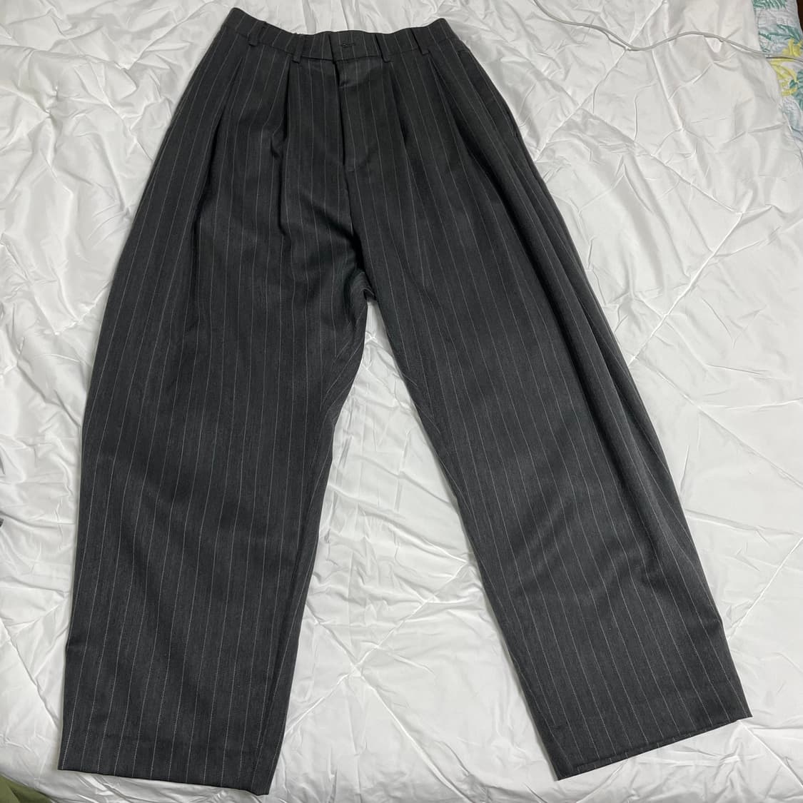 노운 wide tapered pants (stripe charcoal) 상품이미지2