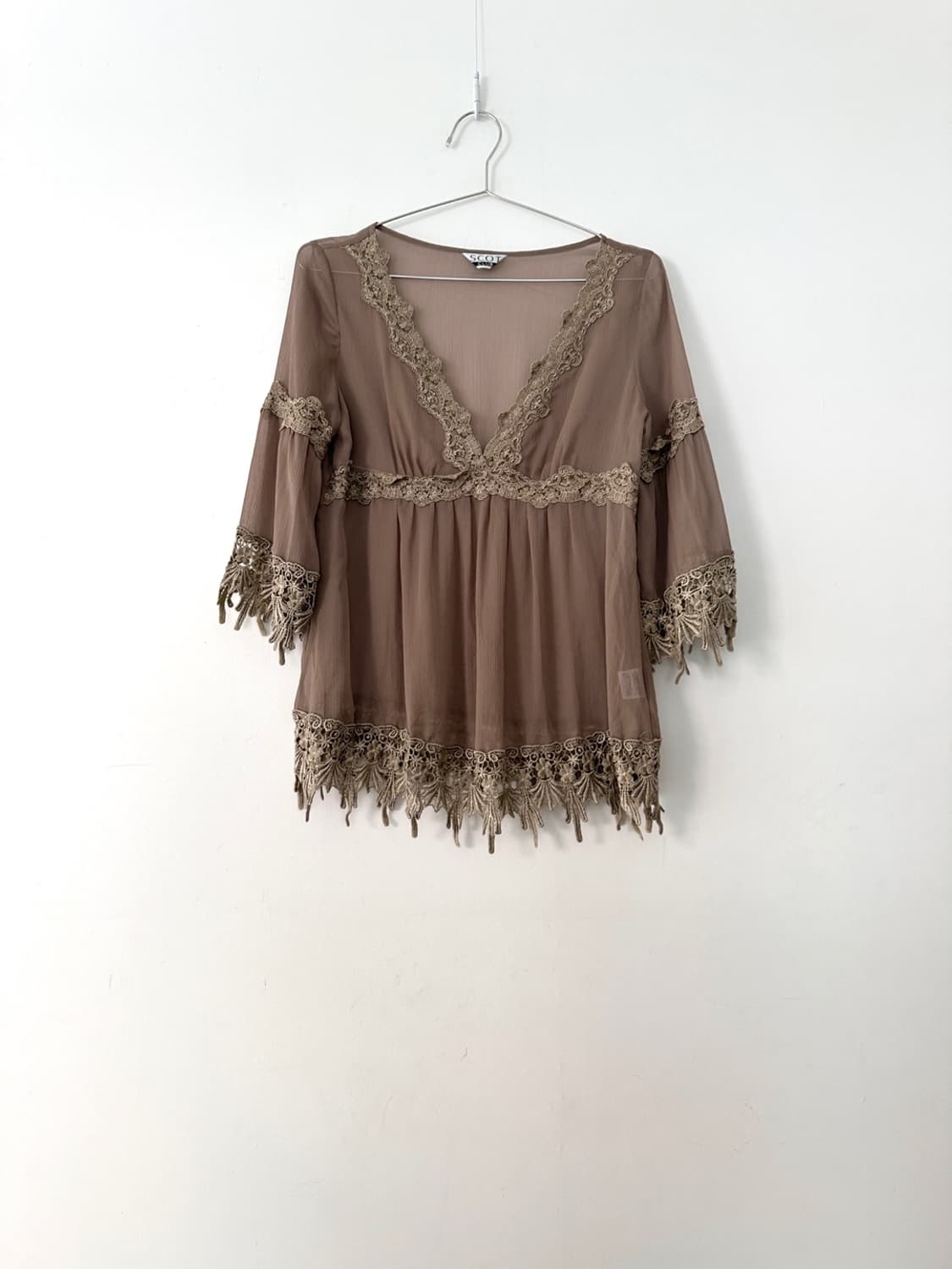 SCOTCH CLUB sheer moca blouse 상품이미지1