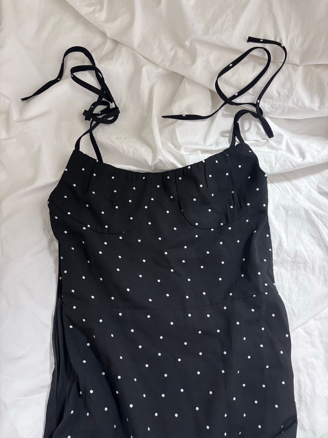 도트 나시 롱 원피스+시스루 가디건 세트 상품이미지3