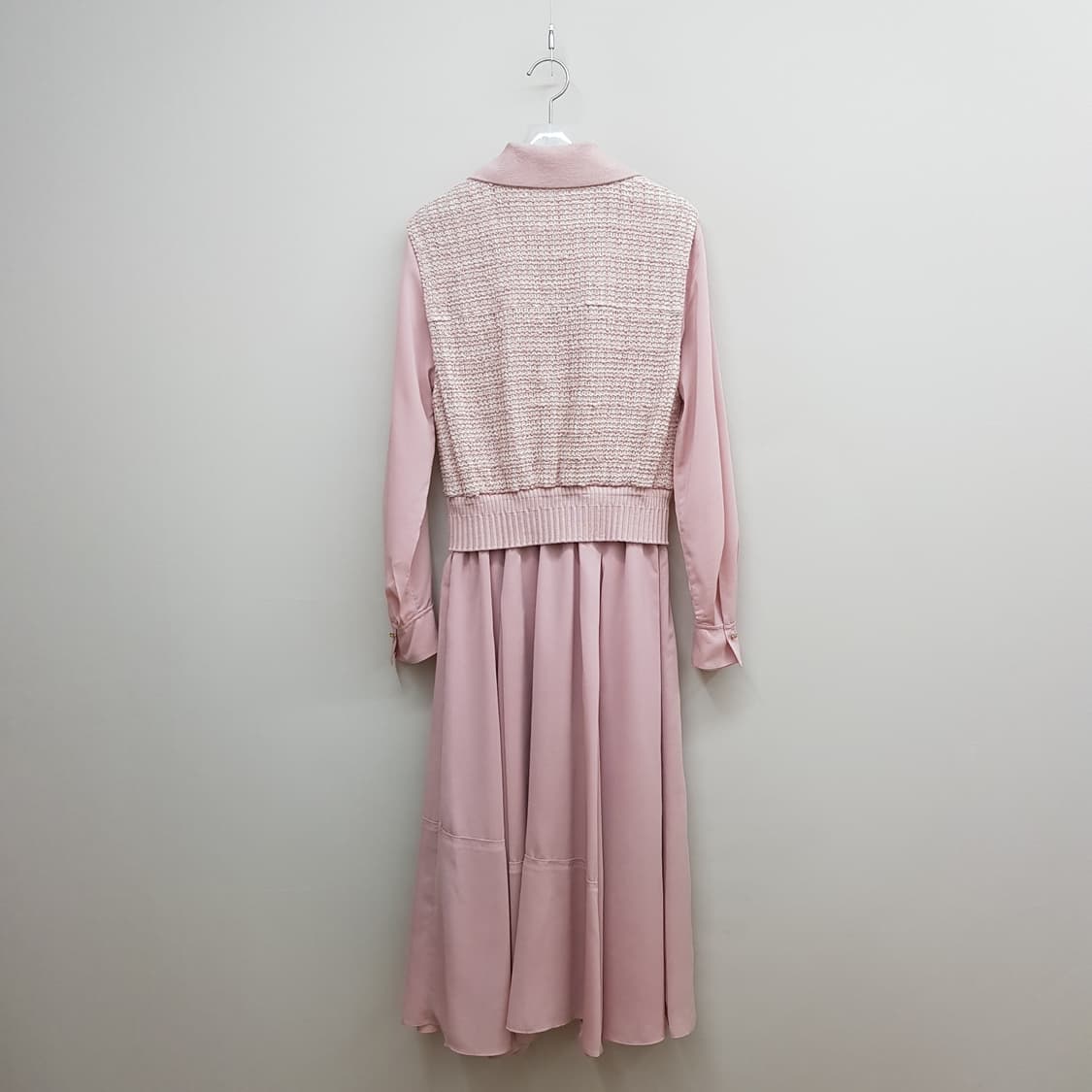 한섬 SJSJ 2023 트위드 배색 플리츠 롱 원피스 82-94-160 상품이미지5