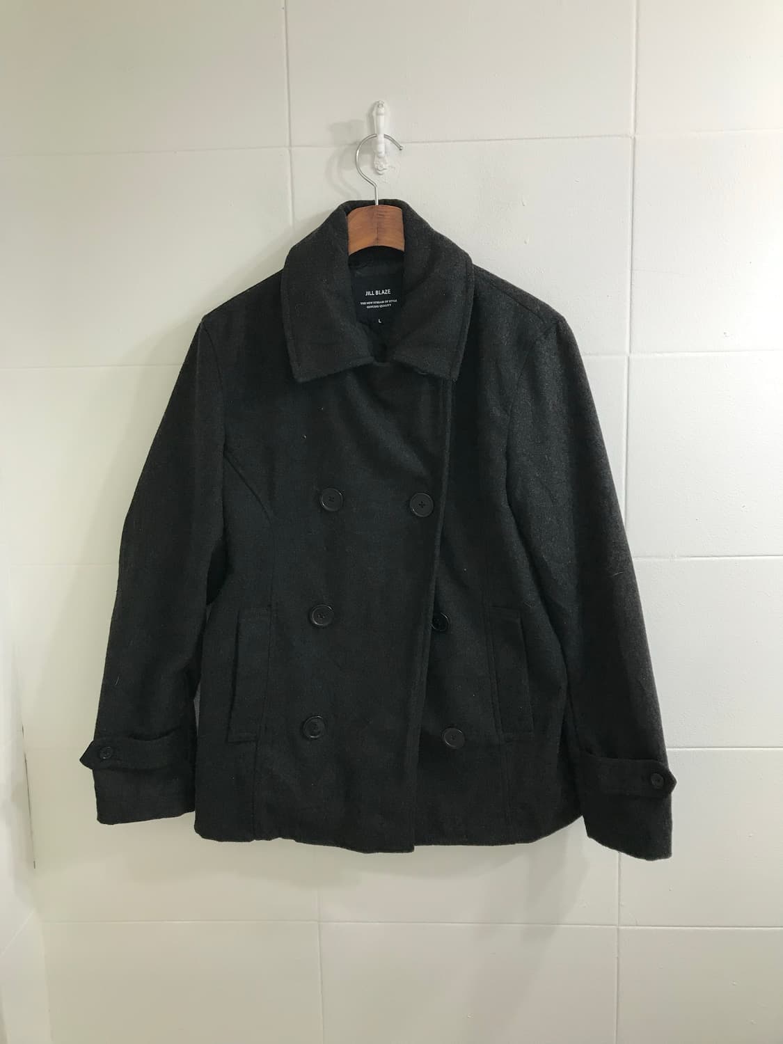 무채색 니혼진 도트 더블버튼 코트 코디세트 상품이미지5