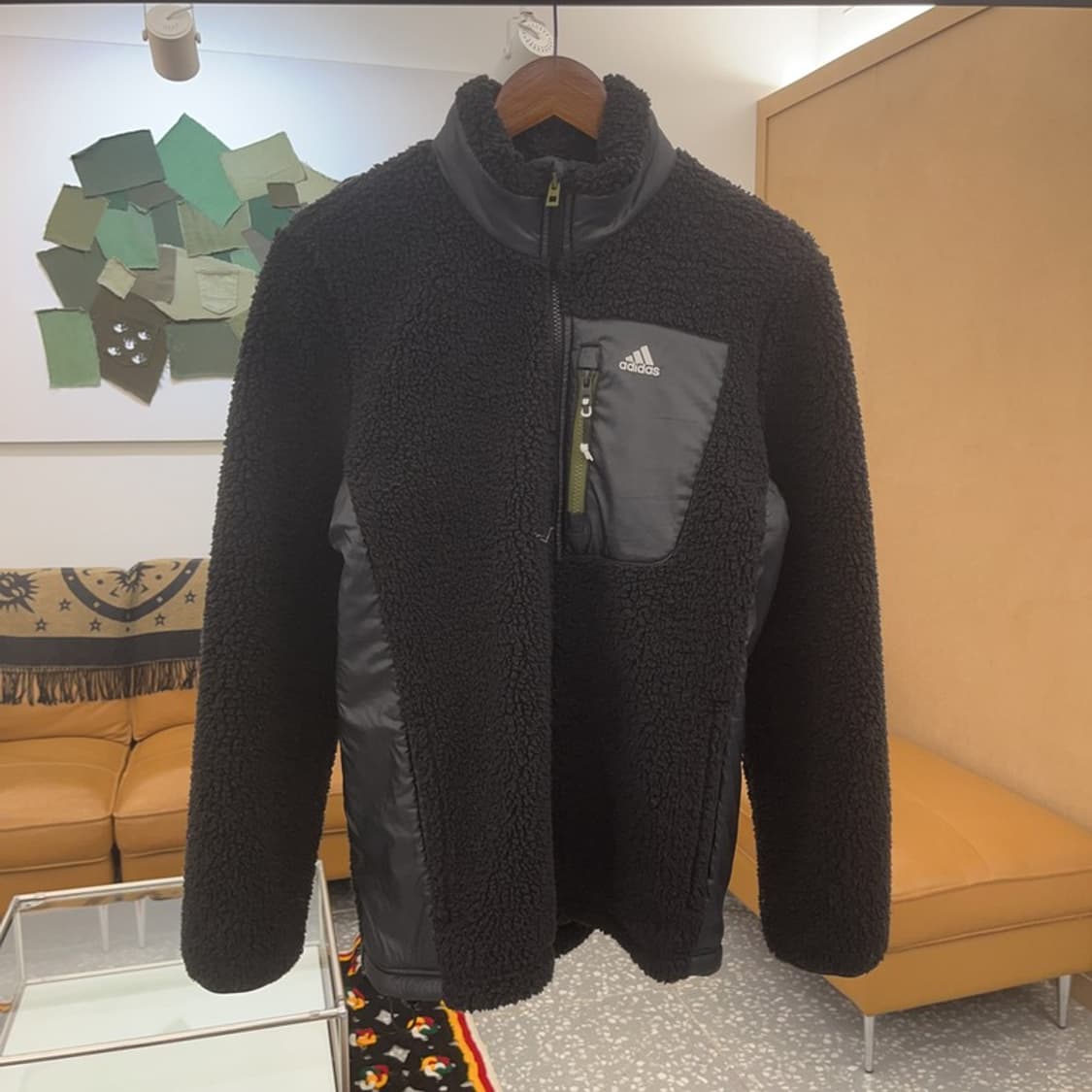 아디다스 카키 포켓 뽀글이 양털 후리스 자켓 M C06525 상품이미지3